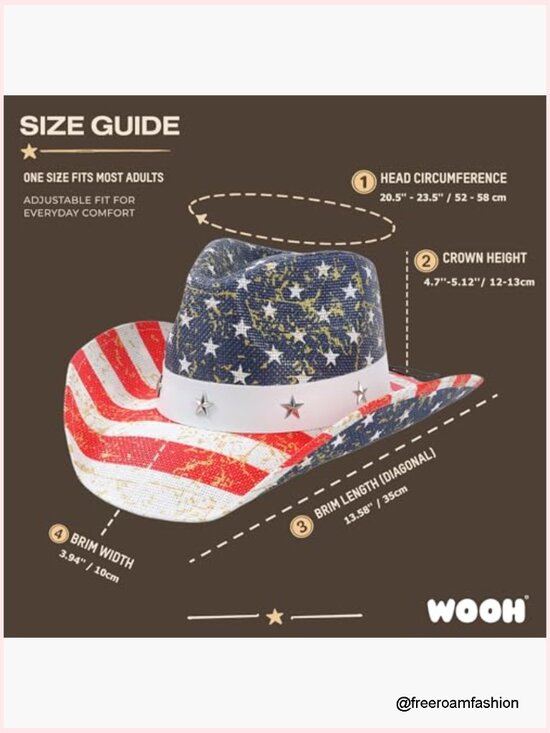 American Flag Cowboy Hat, Straw Western Summer Hat Unisex